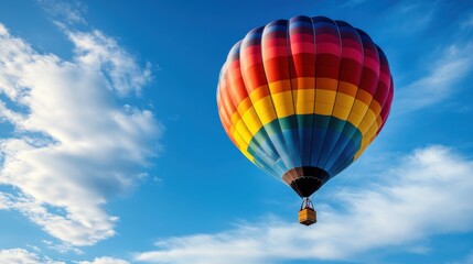 Fototapeta premium Colorful Hot Air Balloon in a Bright Blue Sky