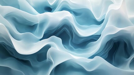 Obraz premium An abstract background featuring flowing waves of blue and white, resembling water ripples with smooth curves and gradients