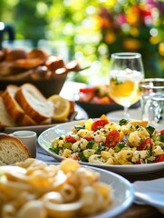 Vibrant Al Fresco Dining Scene with Gourmet Salad