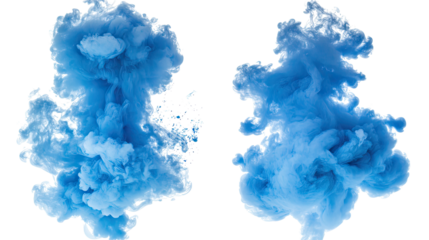 Blue Smoke Clouds Rising Against a Bright Background Generative AI