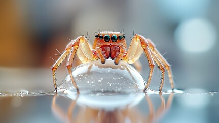 Macro shot of raindrops clinging to a spiders silk, highlighting the intricate patterns and shimmering reflections of nature at work.
