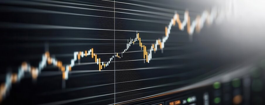 Investment software displaying a consistent uptrend on a digital chart, suggesting bullish momentum