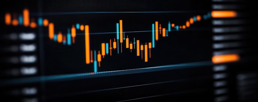 Screen with a candlestick chart showing a  bullish harami  pattern, indicating a buying opportunity