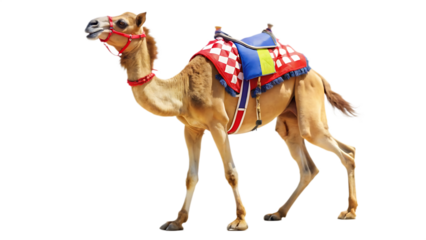 Camel Racing isolated on white background as transparent. PNG. AI GENERATED