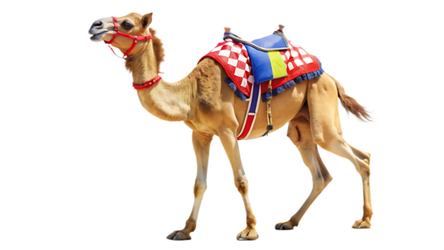 Camel Racing isolated on white background as transparent. PNG. AI GENERATED