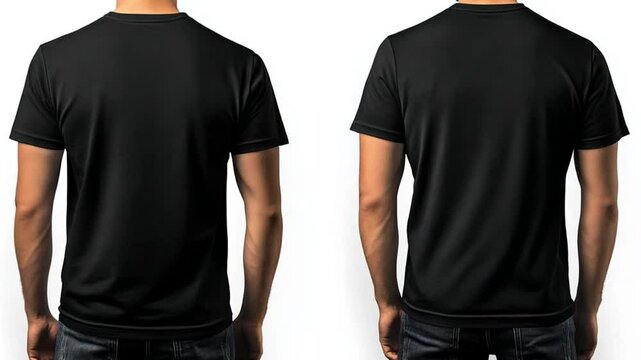 Man wearing black t - shirt front and back mockup no face 4K Video, black t-shirt, Plain black t - shirt mockup design, footage, 4k footage, videos, video clip, slow motion, video wallpaper, animation