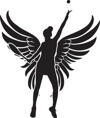 Female Tennis Player in Wings