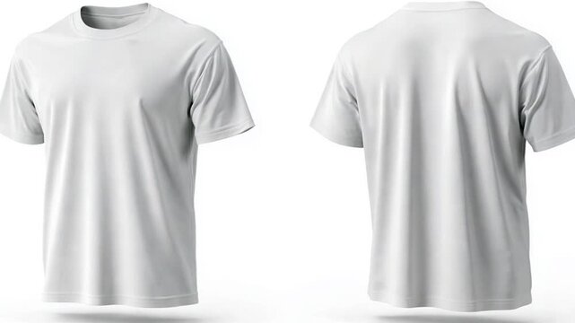 Front view of a plain white t-shirt mockup, white t-shirt, The showcases a plain white t-shirt from the front and back, footage, 4k footage, videos, video clip, slow motion, video wallpaper, animation