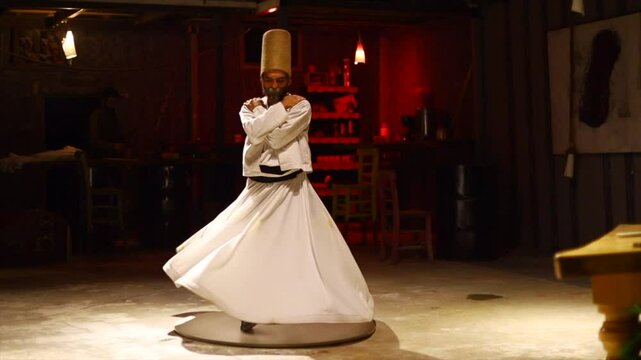 the image of a whirling Dervish in the darkness