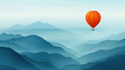 Obraz premium Hot Air Balloon Over Mountains