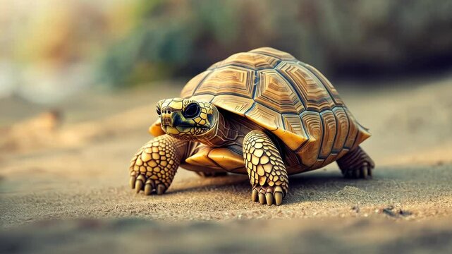 A detailed illustration of a tortoise in a natural setting, highlighting its unique shell patterns.