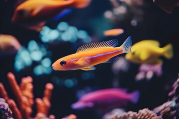 Fototapeta premium Fish swimming through a vibrant coral reef