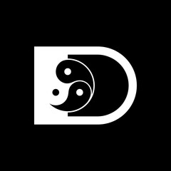 Logos are the letter D and yin yang. Outline and unique.