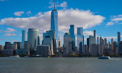 Obraz premium Manhattan's beautiful skyline, New York, United States. Panorama view of New York city skyline in Midtown Manhattan. USA NYC. American big city.