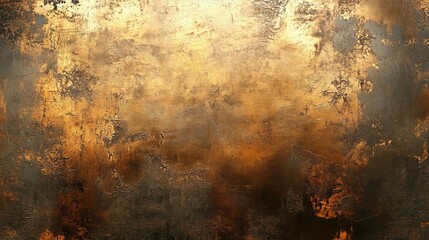 Obraz premium Brushed bronze metal plate with steel sheet texture, wide pattern with polished streaks running across, warm bronze color reflecting soft light, detailed industrial look