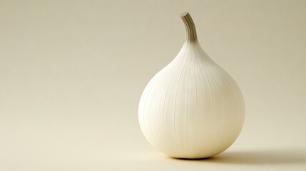   A close-up photo of a white vase resting on a white background, set against a light brown backdrop