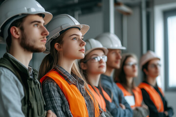 young students of a technical school majoring in construction