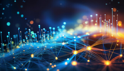 Obraz premium Close-Up of Digital Networks and Connectivity, Representing the Internet and Online Communication