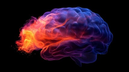 Fototapeta premium Stunning digital art of human brain activity, neural synapse firing, gamma-aminobutyric acid flow, alpha to theta wave transitions visualized