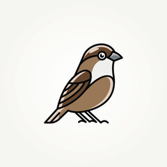 minimalist sparrow bird flat line art icon logo vector illustration design