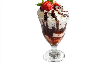 Delicious Ice Cream Sundae with Strawberries and Whipped Cream