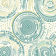 Intricate geometric patterns featuring circular designs in shades of teal and cream, creating a modern and artistic texture for various design applications.