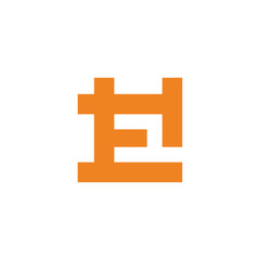 letter eh square linked geometric logo vector