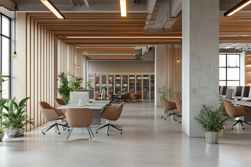 Modern office with empty wall for mockup template