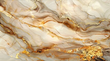 Obraz premium Abstract Beige and Gold Swirls with Glitter