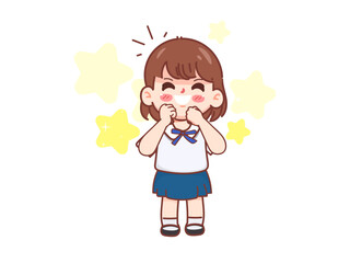 Cute cartoon girl student character. illustration vector premium.