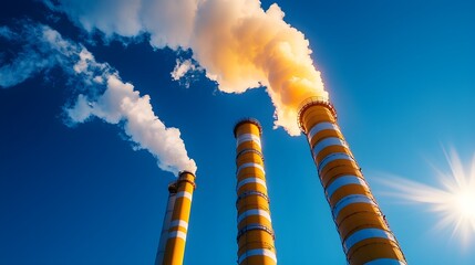 Environmental engineer testing air near factory pipelines with advanced tech for pollution control and compliance