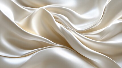 Obraz premium Smooth, white satin fabric with elegant folds and curves.