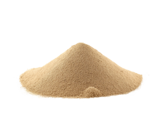 Close-up of light brown desert sand in a small pile, scattered in a random pattern. transparent background contrasts with the sand color, making it the focal point. No text or objects are visible.