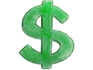 Green dollar symbol isolated on isolated transparent background. Simple yet striking representation of dollar sign. Vibrant green color, slightly tilted, against stark alpha cut out backdrop. Png.
