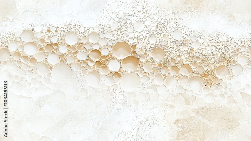 Wall mural a white background with numerous bubbles covering the bottom of the image and the image itself at th