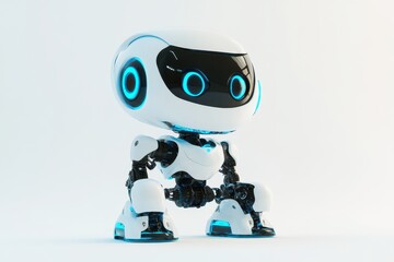 Futuristic Robot with Blue Accents and Friendly Design