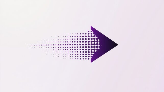 Simple logo with a purple arrow made from dots, pointing to the right, on a white background, in a clean graphic design style.