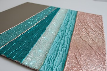 Recycled Art with Turquoise and Blush Touches for a Timeless Vibe and Sparkling Texture