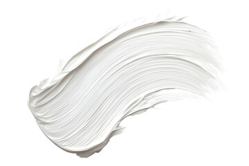 White paint brush stroke, close-up, isolated on isolated transparent background. Creamy substance with slightly curved shape, smooth texture. Clean, minimalist, artistic, design element. Alpha mask.