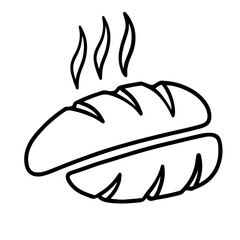 Hot bread bakery line art illustration