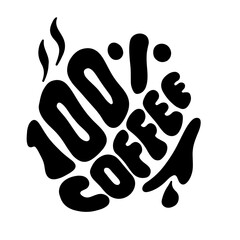 Hand drawn coffee typography logo illustration