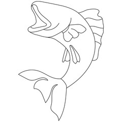 Big Fish Jump Icon Illustration Outline Style