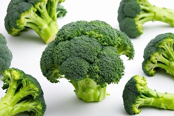 Fresh Green Broccoli Isolated on White Background for Healthy Diet