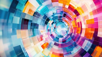 Fototapeta premium A vivid abstract depicting a blue sky with a centrally placed hole of diverse hues encircling it