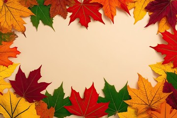 Vibrant Fall Colors of Colorful Autumn Leaves on a Clear Background