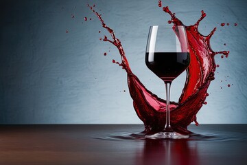 Elegant Red Wine Splash on a Chill Backdrop