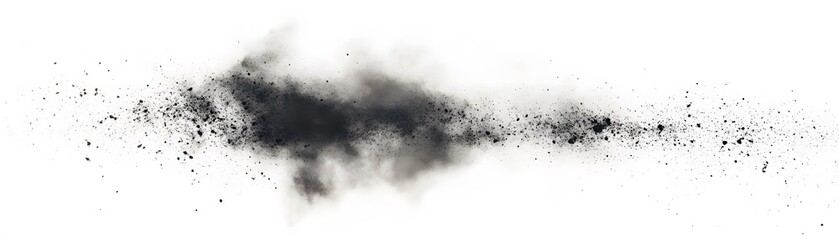 Black Powder Explosion Isolated on White Background