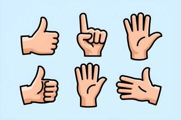 Fototapeta premium hand silhouette gestures collection peace call okay positions