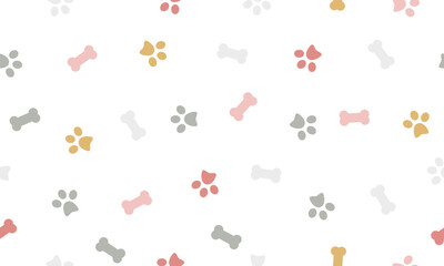 Dog  seamless pattern. Bone paw footprint. Black and white background. Pets adoption. Veterinary care and facilities. Homeless pet rescue © Katsiaryna Hatsak