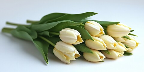 Yellow tulips and white flowers frame blank holiday card